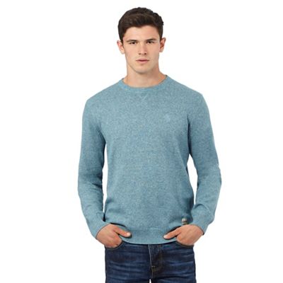St George by Duffer Big and tall turquoise long sleeve cotton twist jumper